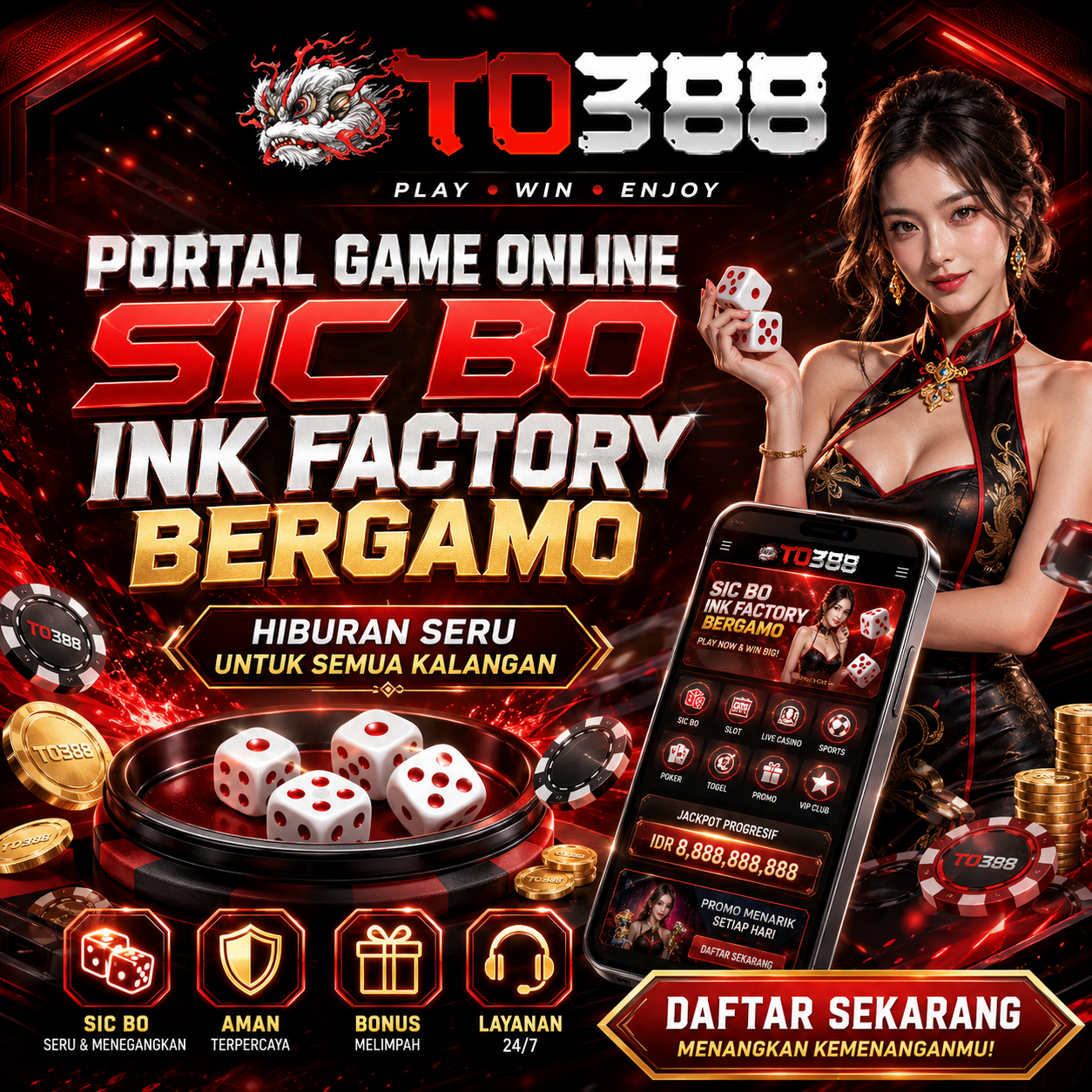 Tampilan portal TO388 dengan kategori Sic Bo dan koleksi game online
